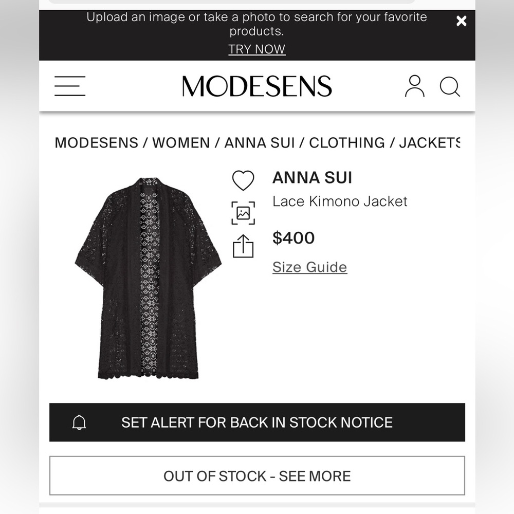 Anna Sui Black Lace Kimono🖤- So feminine and classic. 🥰 L-XL - Price Firm 😉